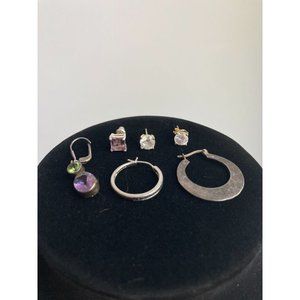 Lot of 6 SINGLE Sterling Silver Pierced Earrings - multiple styles